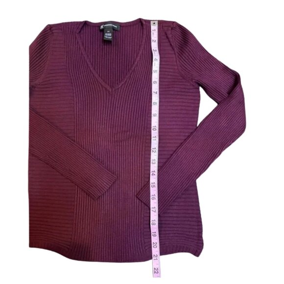 INC International Concepts V-Neck Ribbed Sweater Burgundy Size XS - Picture 7 of 7
